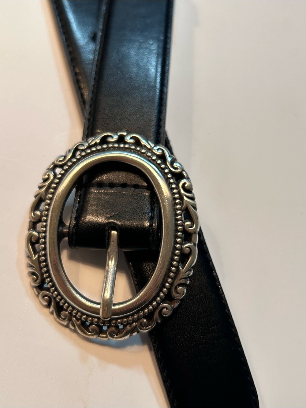 Lake Shore Drive Black Brown Reversible Faux Leather Belt Size M/L Western